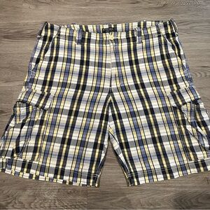 Ralph Lauren Polo Jeans Company Mens SZ 40  Plaid Flat Front Cargo Shorts